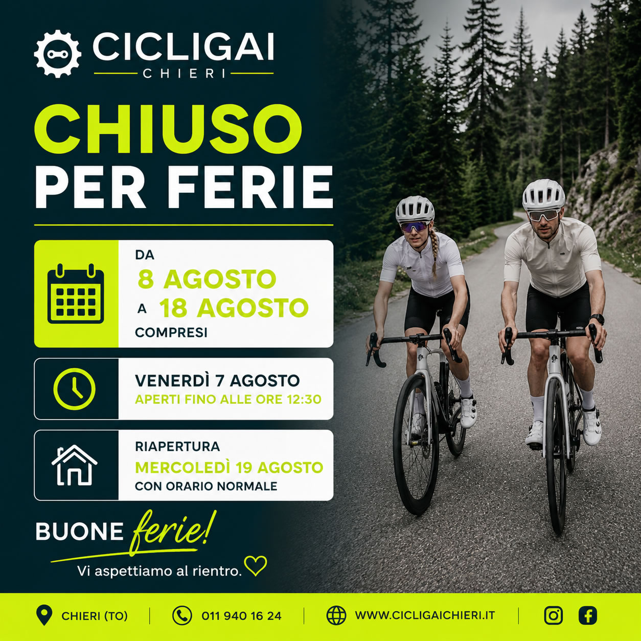 Chiusura estiva Cicli Gai Chieri